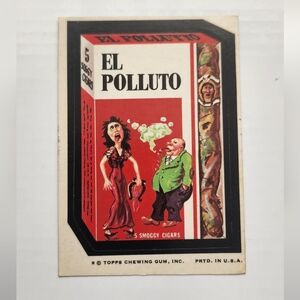 🚬RARE Tan Back Vintage 1973 Wacky Packages - El Polluto Sticker (Topps) 🚬💨